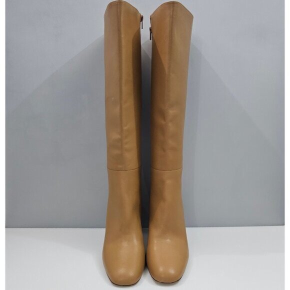 Paige Keely Knee High Boot Womens 11 Cognac Tan Leather Tall Heeled Riding Fall - Picture 4 of 15